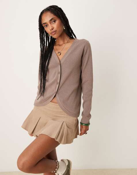 ASOS DESIGN – Mockabrun, formad kofta med rundad nederkant - view 1