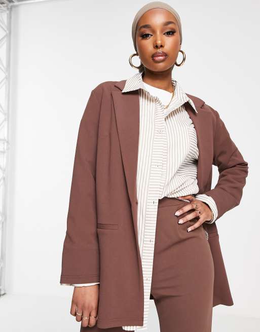 ASOS DESIGN – Mockabrun kavaj i jersey