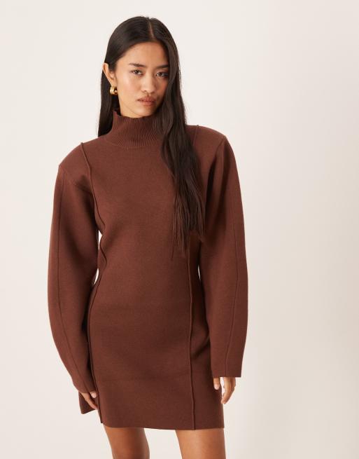 ASOS DESIGN – Mockabrun, strukturerad miniklänning med markerad midja, 2 av 4