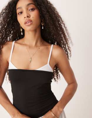 Asos Design Mocohrome Poplin Mix Cinched Maxi Dress