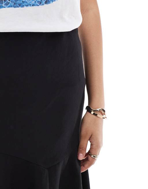ASOS DESIGN modal asym midi skirt in black, 5 of 5