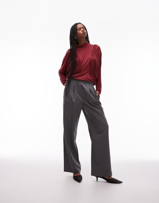ASOS DESIGN modal batwing sleeve top in cherry red , 2 of 4