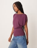 [ASOS DESIGN] ASOS DESIGN modal batwing slouchy top in fig-Purple S Fig