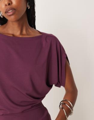 Asos Design Modal Batwing Slouchy Top In Pink