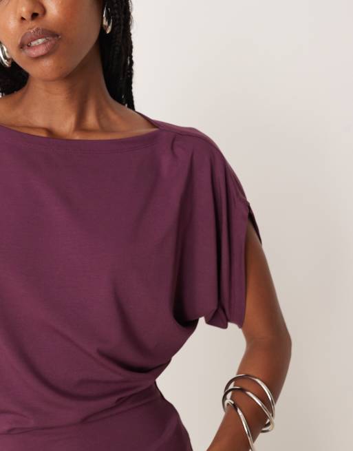ASOS DESIGN modal batwing slouchy top in fig