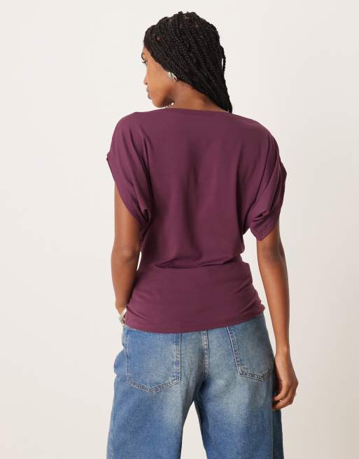 ASOS DESIGN modal batwing slouchy top in fig