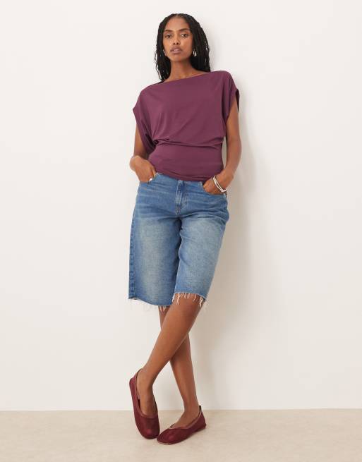 ASOS DESIGN modal batwing slouchy top in fig