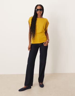 Asos Design Modal Batwing Slouchy Top In Yellow