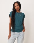 [ASOS DESIGN] ASOS DESIGN modal batwing slouchy top in teal-Blue XS Teal
