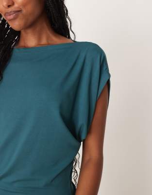 Asos Design Modal Batwing Slouchy Top In Blue