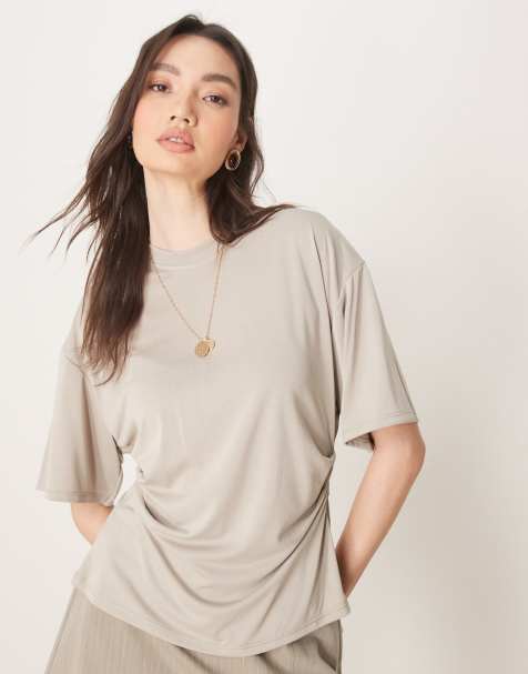 ASOS DESIGN modal corset waist tee in sage (part of a set) - view 1