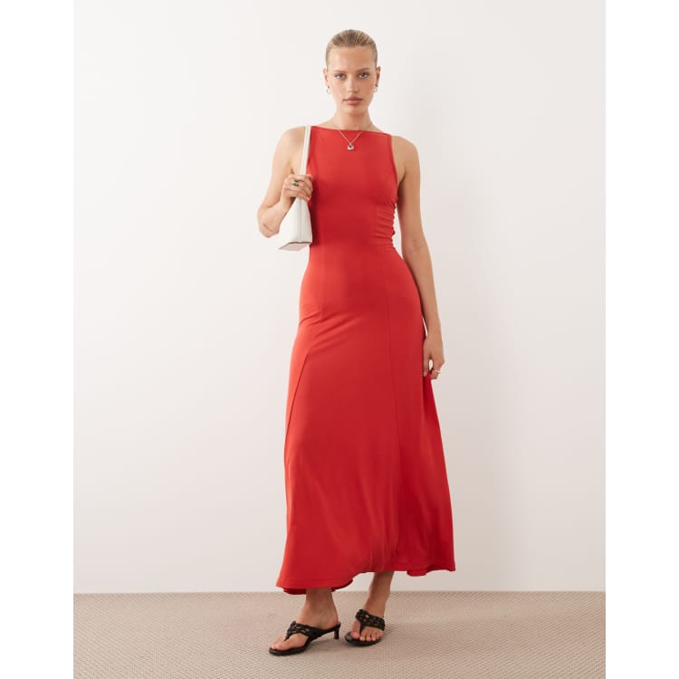 asos red cut out dress ASOS Design - Cut Out Back Maxi Dress - Women - Modal/Polyester - 0 US