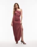 [ASOS DESIGN] ASOS DESIGN modal draped one shoulder maxi dress in red-Multi XS Red