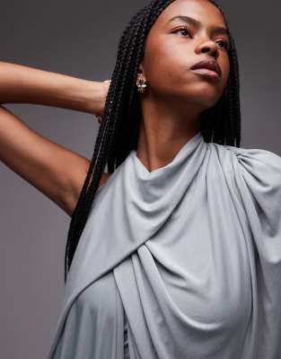 Asos Design Modal Draped One Shoulder Maxi Dress In Green