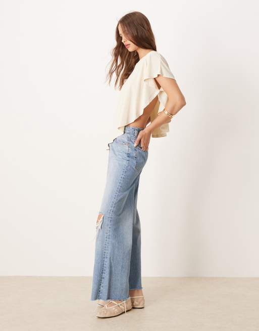 ASOS DESIGN modal drapey cape top in cream