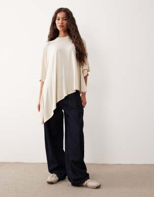 Asos Design Modal Drapey Hem Asymmetric Top In White