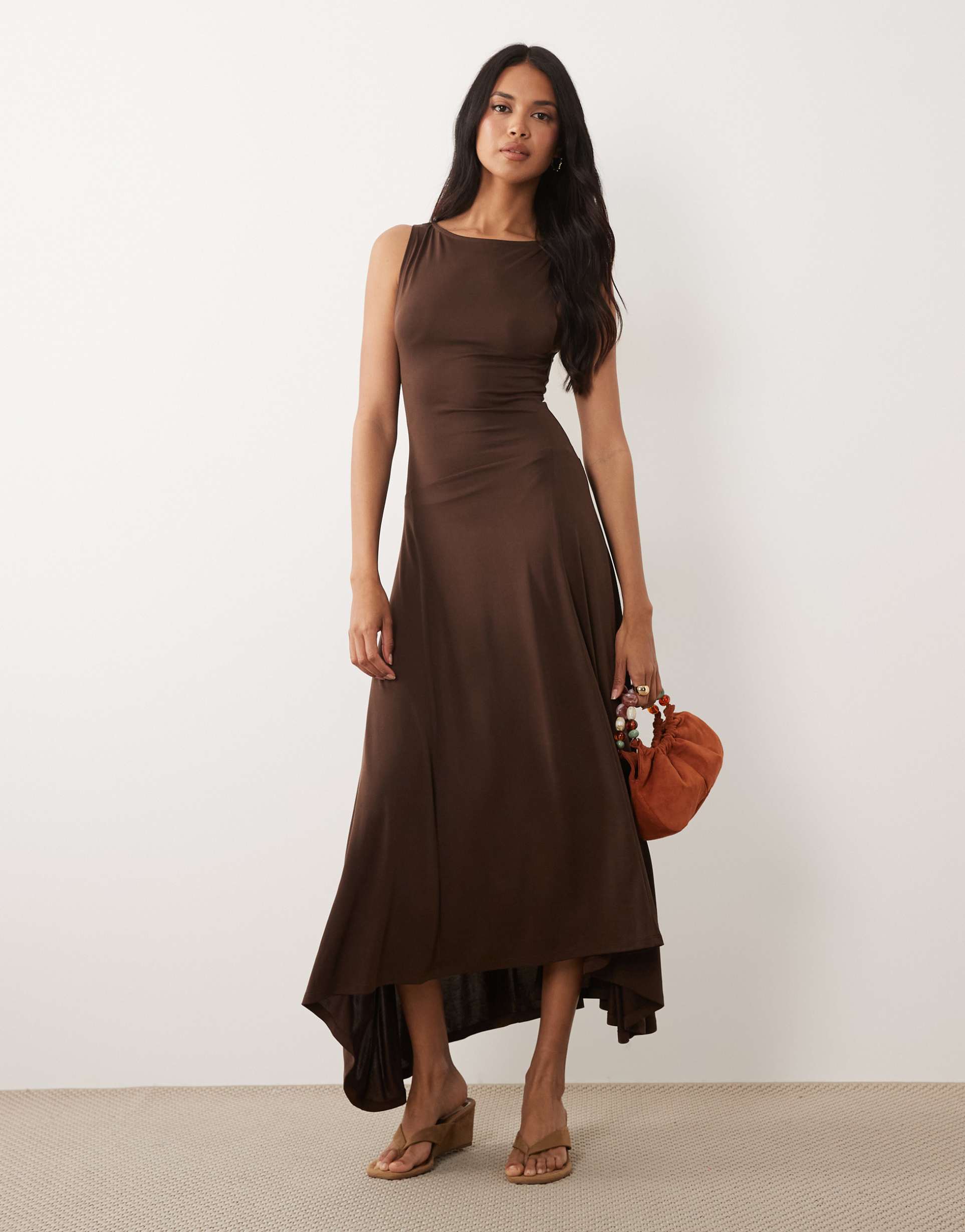asos design modal drop waist midi dress