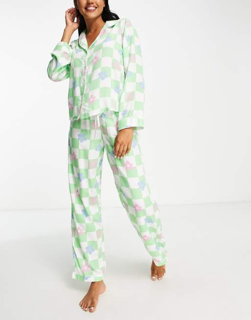 ASOS DESIGN ditsy floral traditional pyjama set in 100% modal