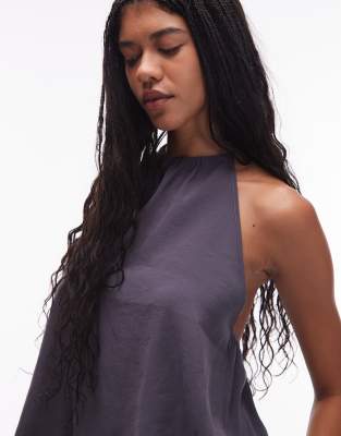 Asos Design Modal Halter Top In Gray