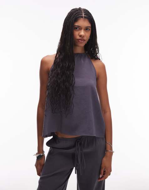 ASOS DESIGN modal halter top in grey - view 1