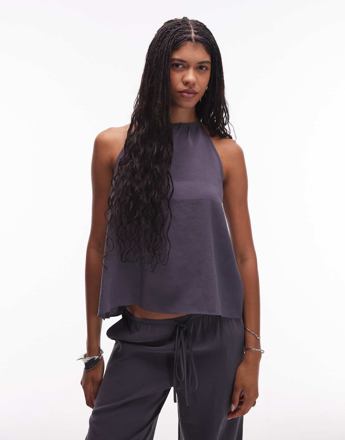 ASOS DESIGN modal halter top in grey