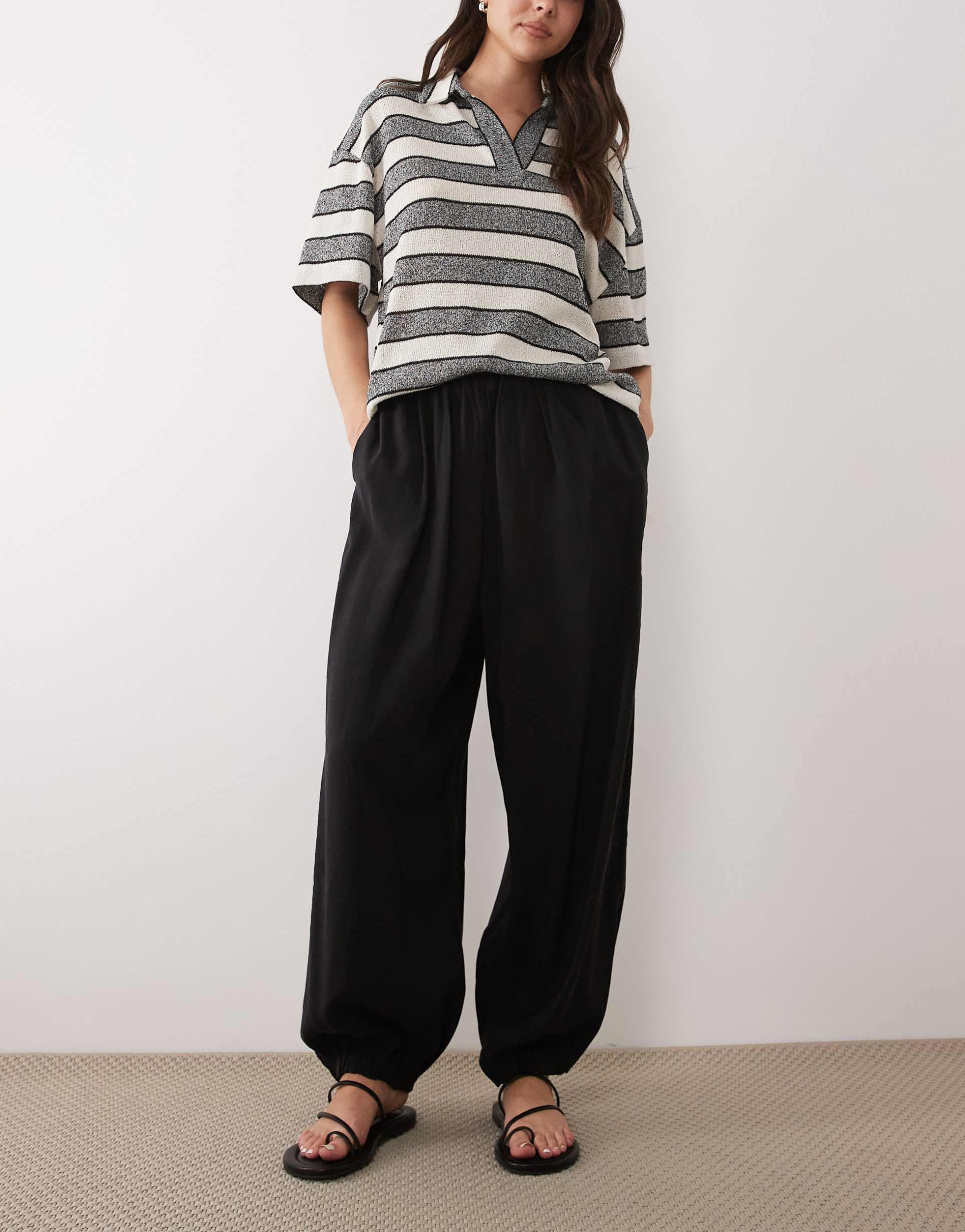 asos design modal look balloon pants in black