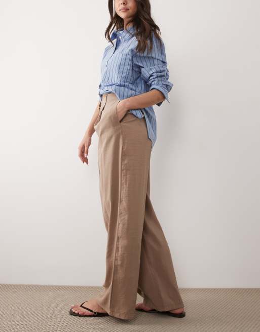 ASOS DESIGN modal look wide leg pants in mocha (part of a set), 2 of 5