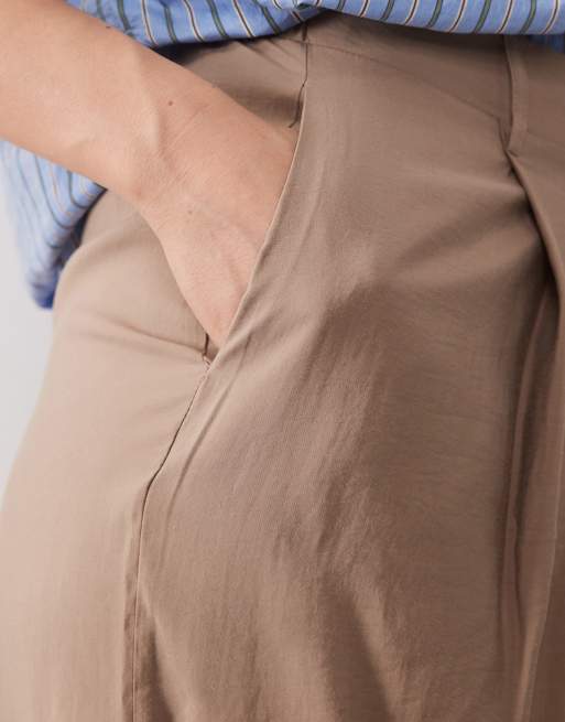 ASOS DESIGN modal look wide leg pants in mocha (part of a set), 4 of 5