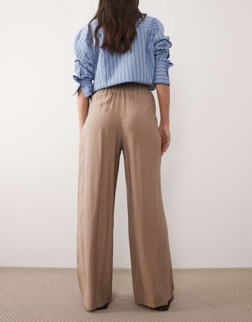 ASOS DESIGN modal look wide leg pants in mocha (part of a set), 5 of 5