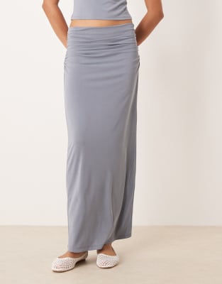 Asos Design Modal Maxi Skirt In Blue