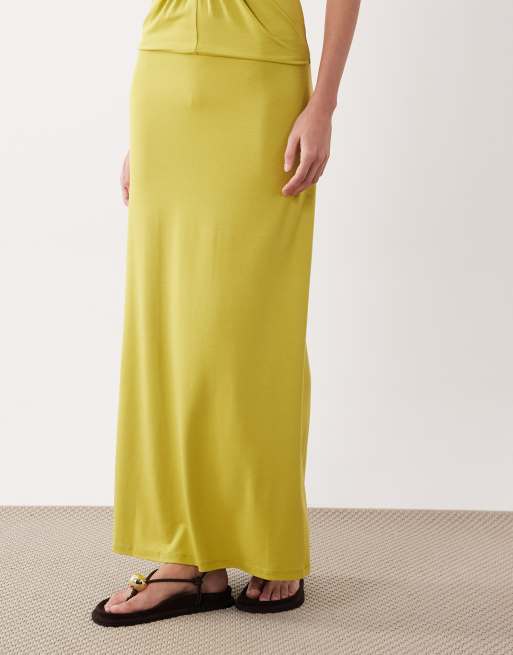 ASOS DESIGN modal maxi skirt in chartreuse - part of a set, 2 of 5