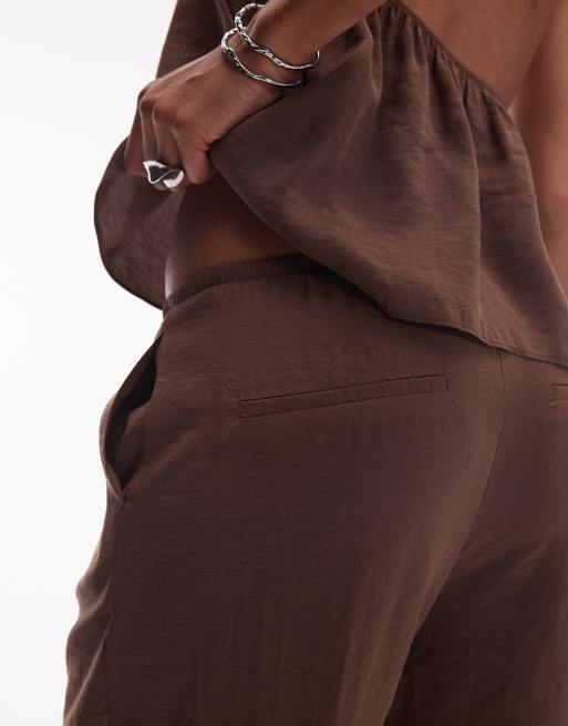 ASOS DESIGN modal pull on relaxed trouser in chocolate, 3 of 5