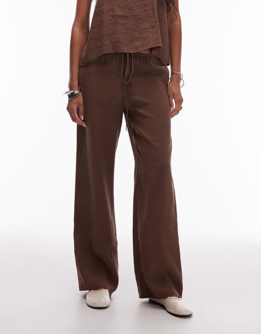 ASOS DESIGN modal pull on relaxed trouser in chocolate, 4 of 5