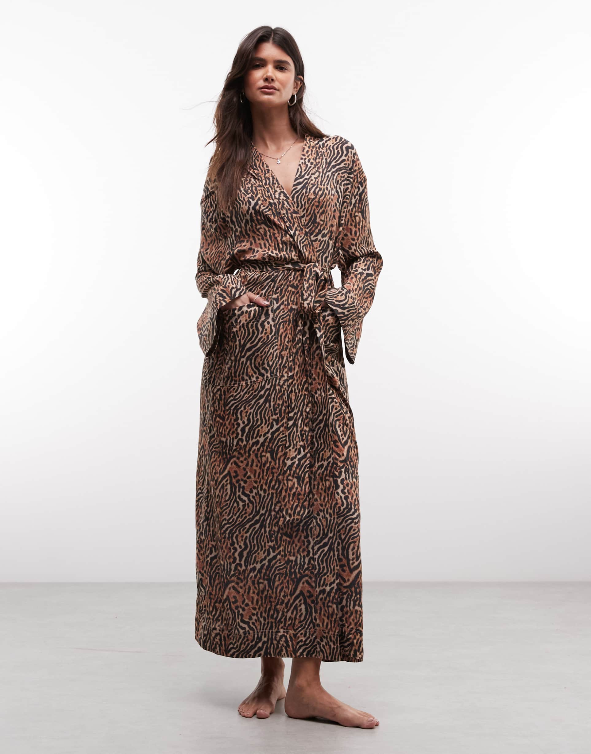 ASOS DESIGN modal robe in animal print
