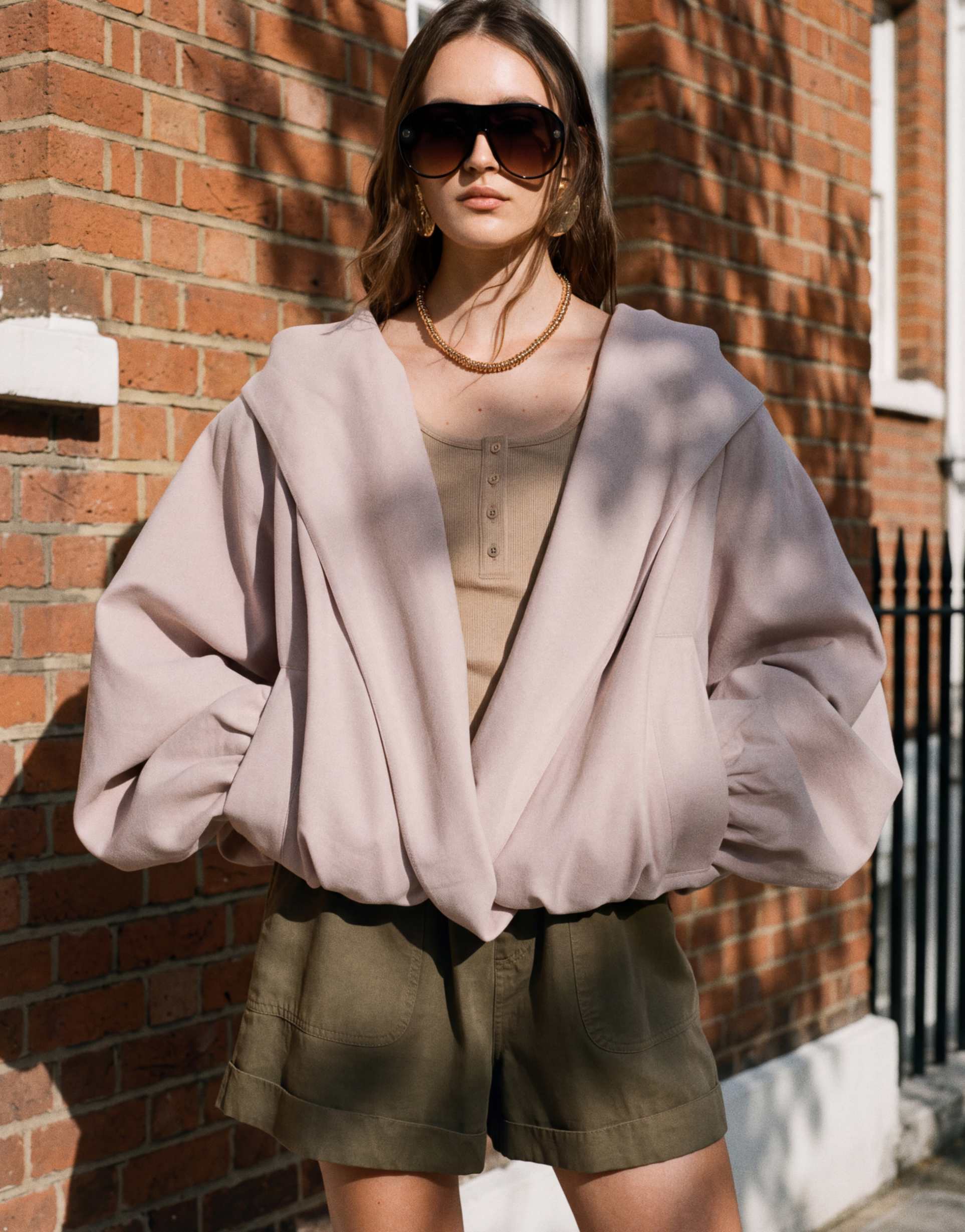asos design modal shawl collar hooded bomber jacket in stone
