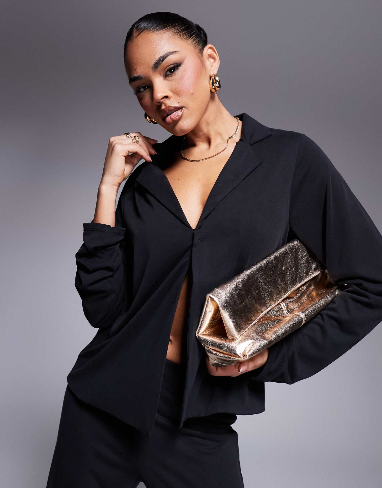 ДИЗАЙНЕРСКАЯ рубашка ASOS из модала цвета древесного угля - часть комплекта
