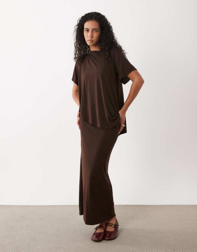 brown short sleeve maxi dress ASOS Design - with Cape Layer - Women - Polyester - S biscotti color - Google Womens Kamryn Short Sleeve DISCOUNT40 Size:4.5 M / 6 W