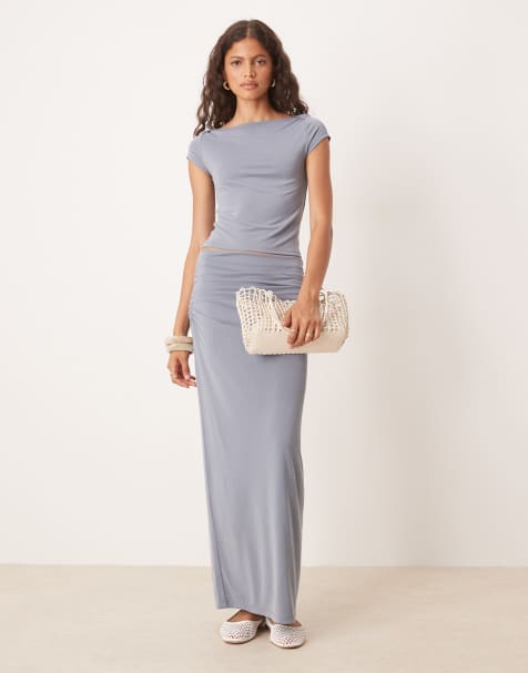 ASOS DESIGN modal skirt co-ord in blue - view 1
