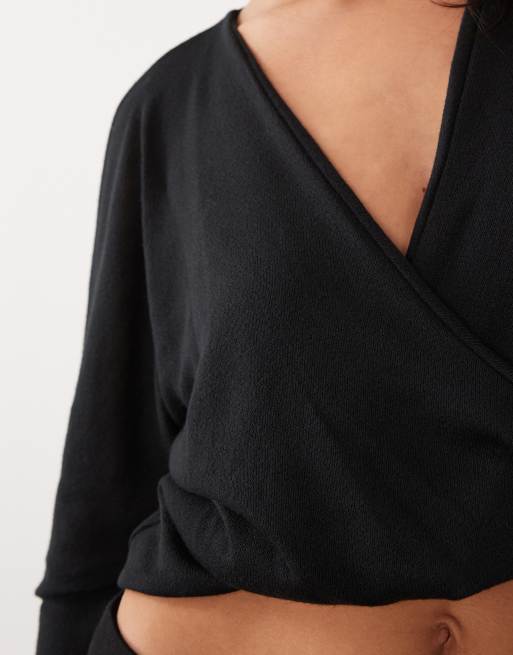 ASOS DESIGN modal slouchy twist front top in black, 2 of 4