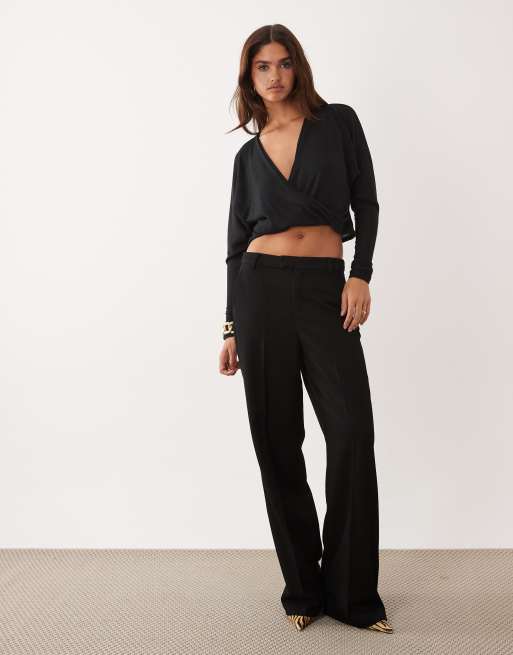 ASOS DESIGN modal slouchy twist front top in black, 3 of 4