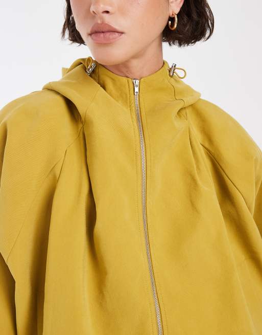 ASOS DESIGN Modal-Sport-Bomberjacke mit Kapuze und Reißverschluss in Tabak, 3 von 4