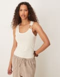 [ASOS DESIGN] ASOS DESIGN modal tank top with hardware detail in cream-White M Almond milk