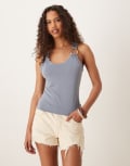 [ASOS DESIGN] ASOS DESIGN modal tank top with hardware detail in dusty blue S BLUE