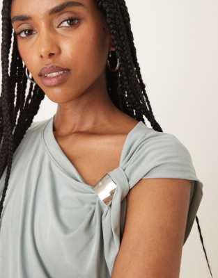 Asos Design Modal Tank Top With Hardware Shoulder Detail In Gray