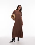 [ASOS DESIGN] ASOS DESIGN modal trapeze t-shirt dress in brown XS Chocolate