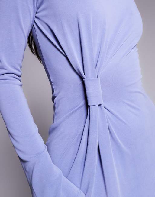 ASOS DESIGN modal twist knot detail maxi dress in blue violet, 3 of 4