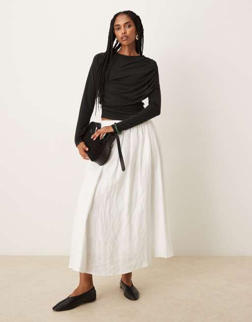 ASOS DESIGN modal wrap detail long sleeve tee in black