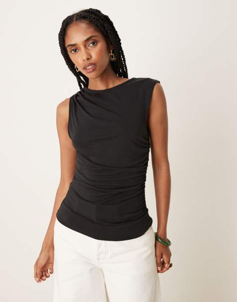 ASOS DESIGN modal wrap detail sleeveless top in black - view 1