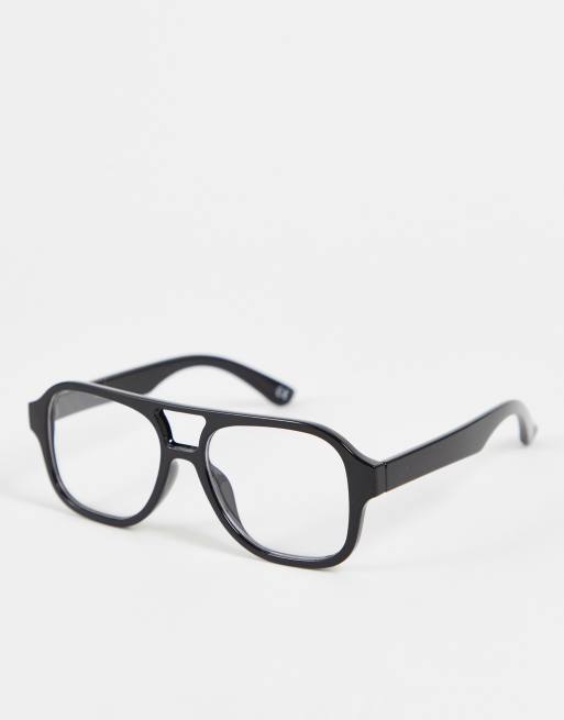 ASOS DESIGN – Mode-Navigatorbrille in Schwarz mit transparenten Gläsern - BLACK