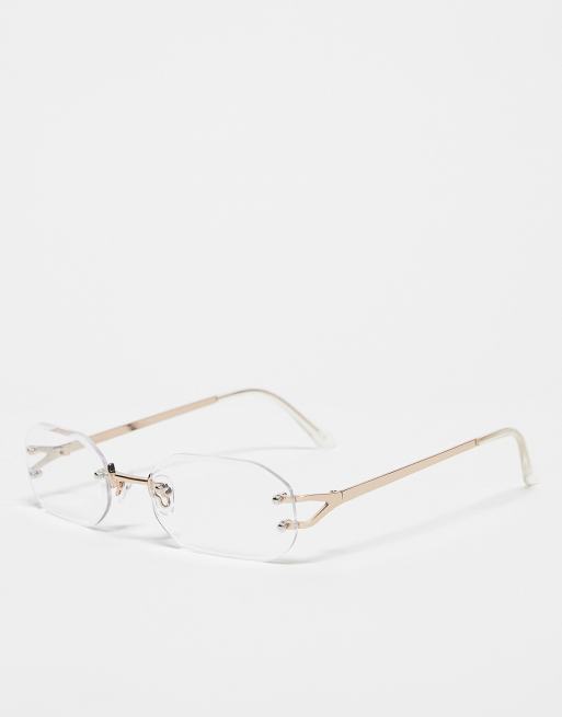 ASOS DESIGN - Modebril in zonder montuur in jaren '90-stijl met doorzichtige glazen